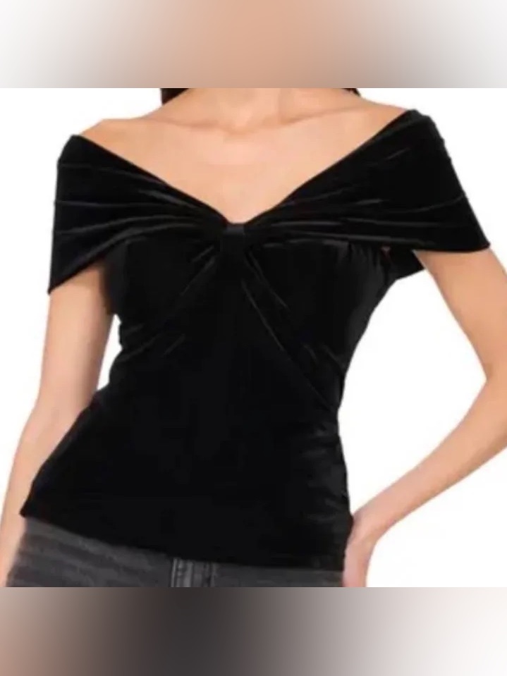 Parker Black Velvet Ribbed Top